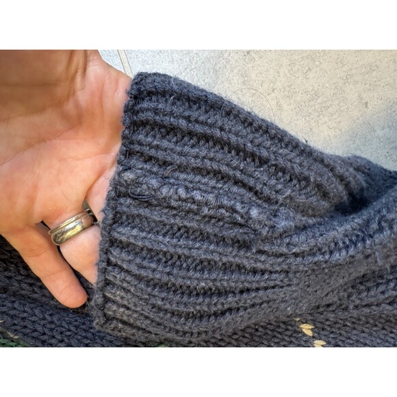 Vintage Structure Sweater Men’s XL Blue Argyle Cable Knit Sleeves Heavyweight - Picture 6 of 13